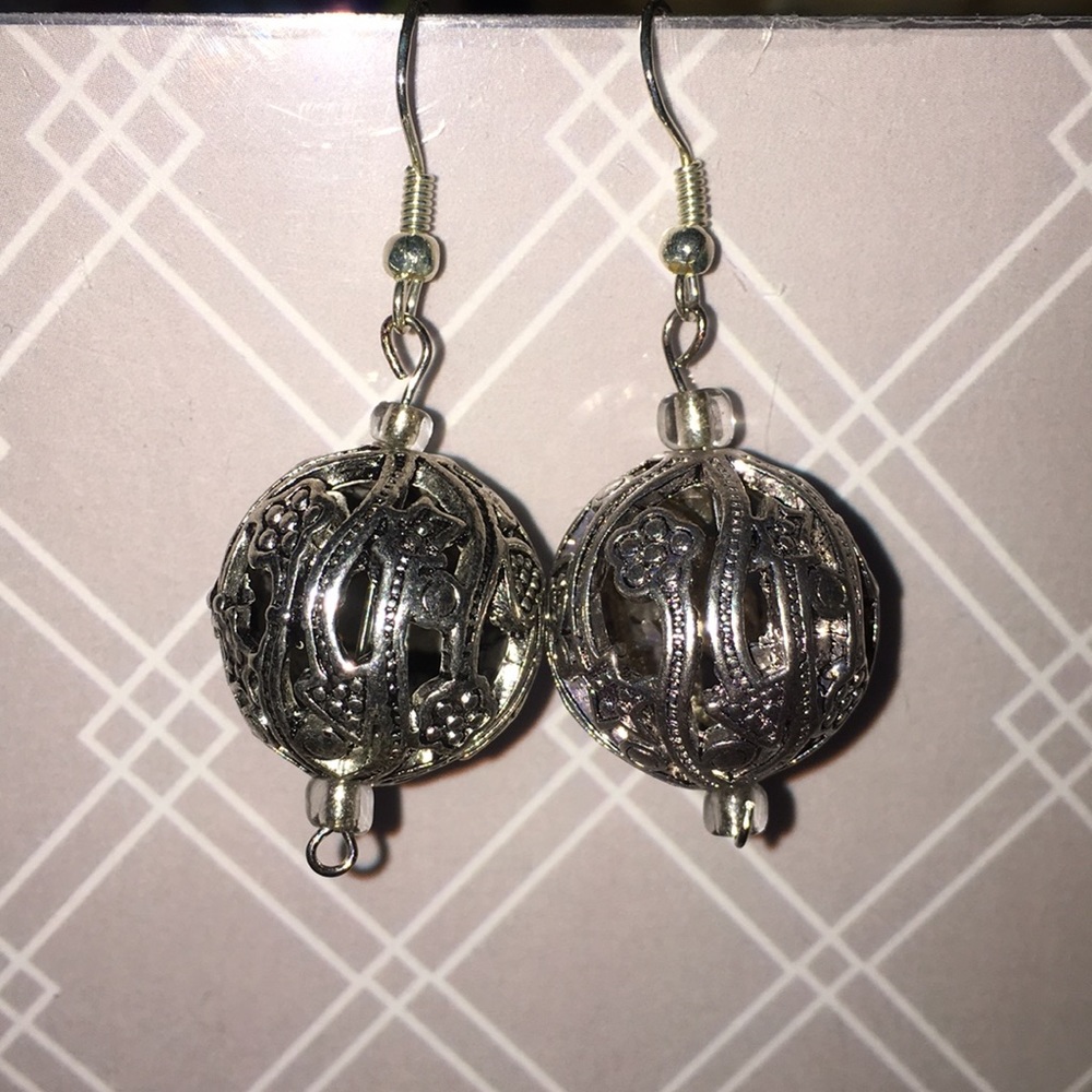Silver engraved earrings